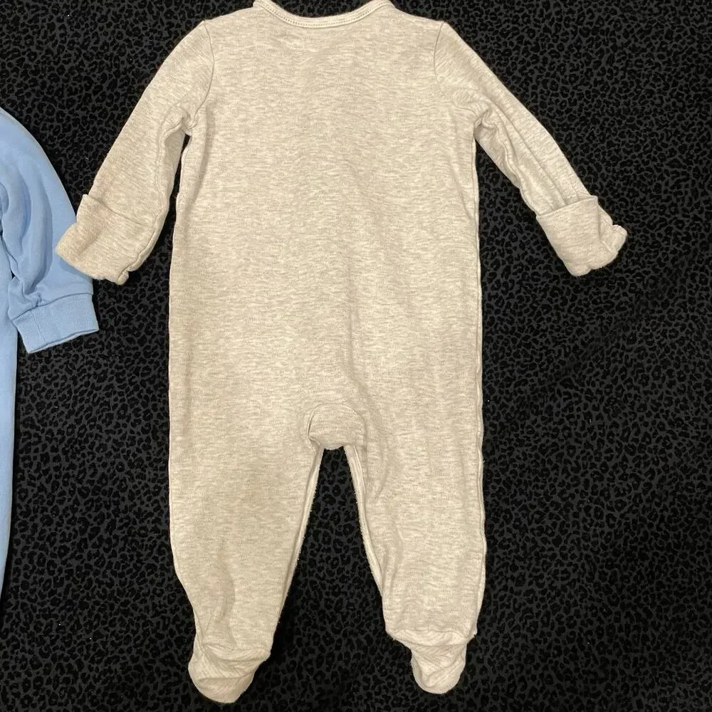 Ralph Lauren Boys One Piece Romper 6M Baby Lot Of 2 Outfits Cotton Blue Gray